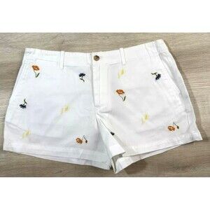 Polo Ralph Lauren Womens Shorts White Size 14 Floral Embroidered Chino
